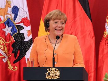 La canciller alemana Angela Merkel, en Santiago de Chile.