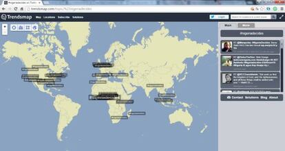 La herramienta TrendsMap muestra en qué lugares del mundo #NigeriaDecides era tendencia el 30 de marzo.