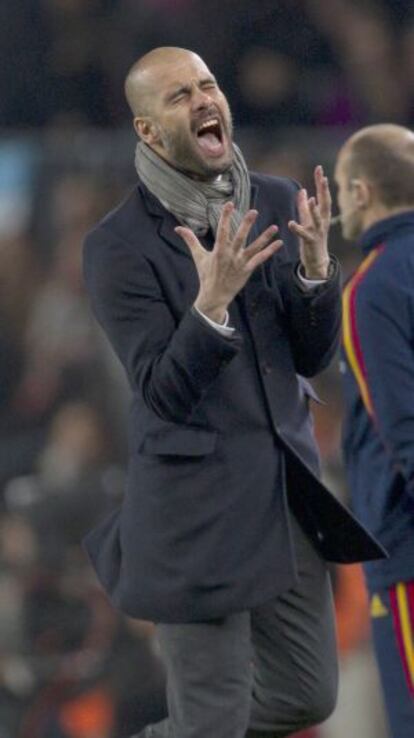 Guardiola, en el partido ante el Valencia.