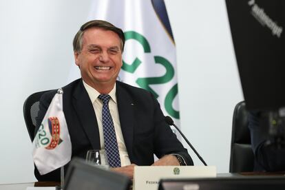 Bolsonaro durante reunião virtual do G20.