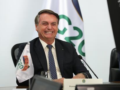 Bolsonaro durante reunião virtual do G20.