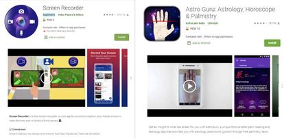 Algunas de las 'apps' reportadas como maliciosas.