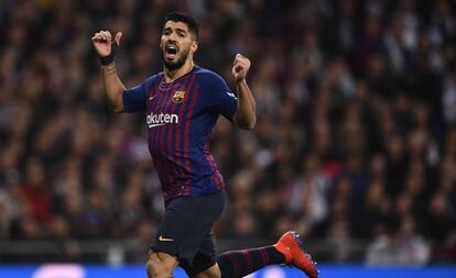 Luis Suárez, durante la semifinal de Copa ante el Real Madrid. 