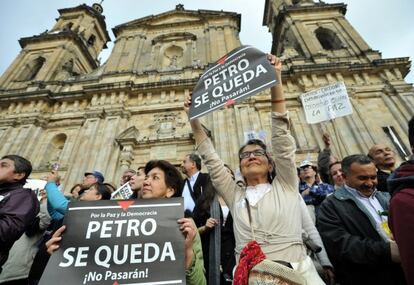 Seguidores del alcalde Petro, el viernes