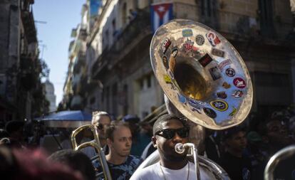 Miembros de The Soul Rebels Band, de Nueva Orleans, en el Festival Jazz Plaza, en La Habana, Cuba, el pasado 15 de enero.