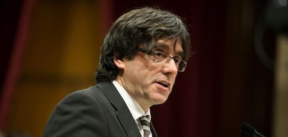 Carles Puigdemont during his investiture speech.