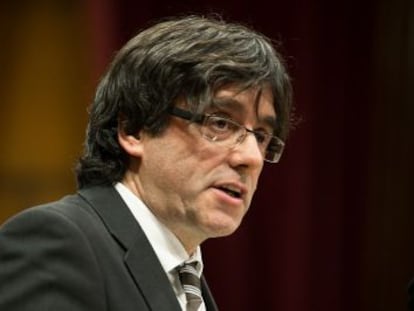 Carles Puigdemont during his investiture speech.