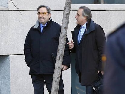 El expresidente de Catalunya Caixa Narcís Serra a su llegada a la Audiencia Nacional.