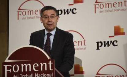 Bartomeu, durante el acto en la sede de Foment del Treball.