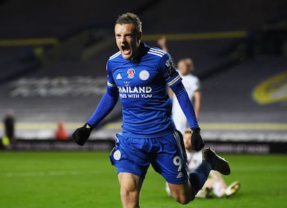 Jamie Vardy celebra un gol ante el Leeds hace una semana.