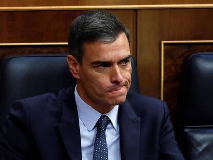 Pedro Sánchez, durante la sesión de investidura de este martes.