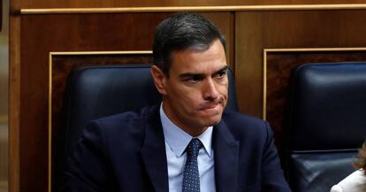 Pedro Sánchez, durante la sesión de investidura de este martes.