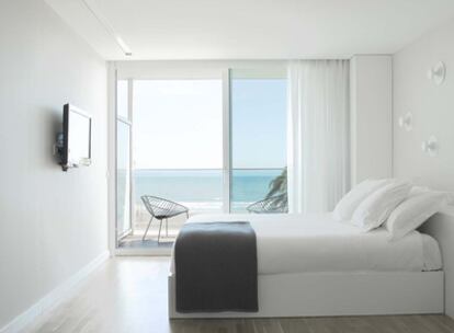 Habitación del Hotel de la Playa, en La Pobla de Farnals (Valencia), diseñado por su propietaria, Margarita Sánchez Casares.