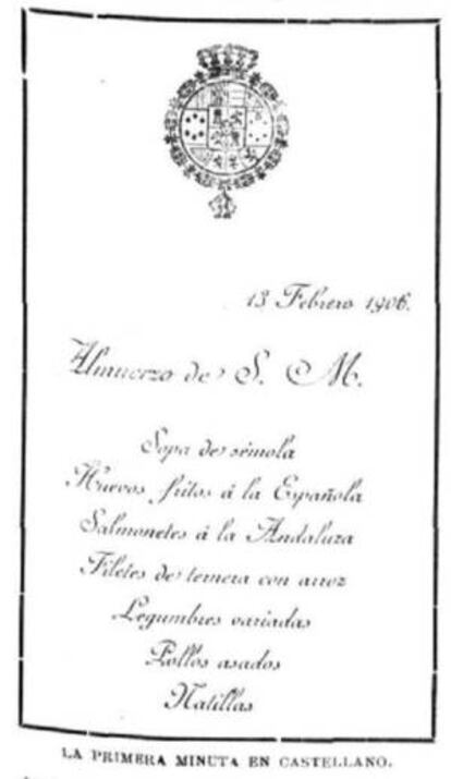 El primer menú real en castellano, "Alrededor del mundo”, 7 de noviembre de 1906.