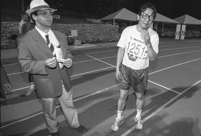 Pyambuu Tuul, després d'acabar la marató a Barcelona'92.