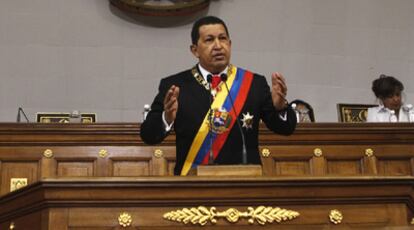Chávez, este viernes durante su discurso ante la Asamblea Nacional.