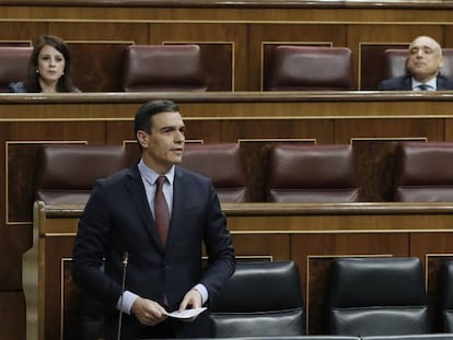 El presidente del Gobierno, Pedro Sánchez, en el Congreso de los Diputados. 