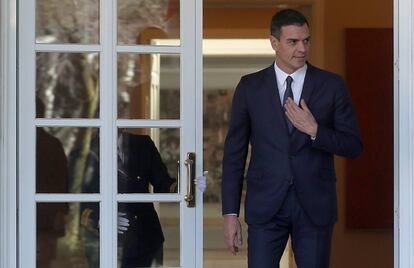 El presidente del Gobierno, Pedro Sánchez, este jueves en La Moncloa.