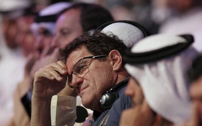 El entrenador italiano de la selección de Rusia, Fabio Capello, participa en la séptima edición de la Conferencia Internacional del deporte en Dubai.