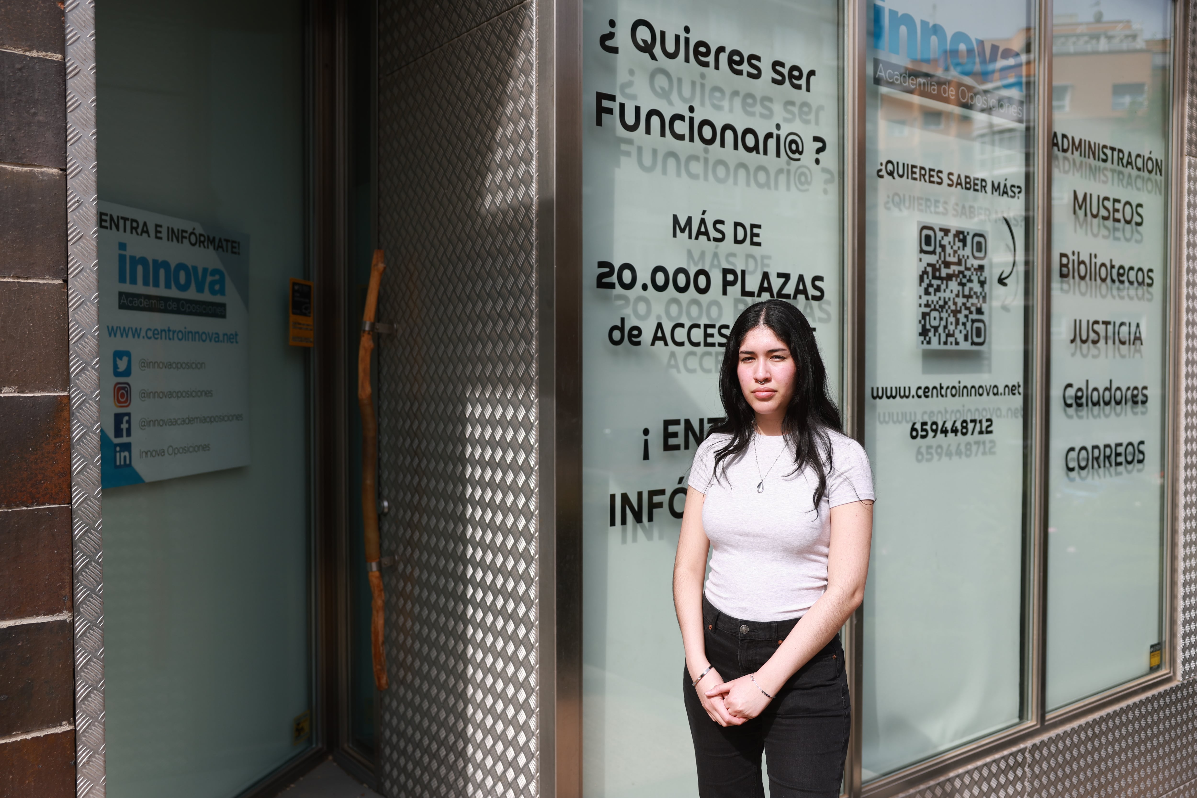 Angie Carvajal, que oposita para ser administrativa del Estado, este jueves en Madrid.