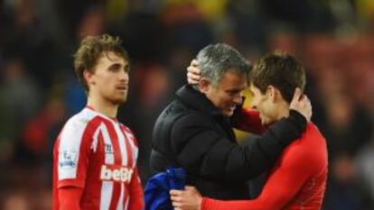 Mourinho y Bojan, tras el último encuentro.