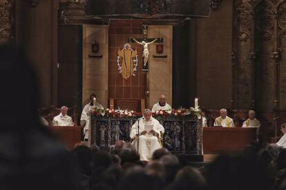 El abad de Montserrat, Josep Maria Soler, durante la homilía.