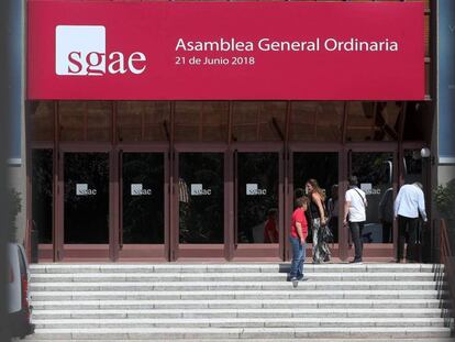 Local de Madrid donde se celebró la asamblea de la Sociedad General de Autores, el pasado 21 de junio. 