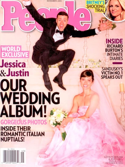 Una de las novias más atípicas y originales de la lista es Jessica Biel. Su edulcadorado vestido rosa de Giambattista Valli también costó 100.000 dólares.
