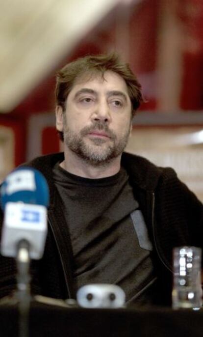 Spanish actor Javier Bardem gives a press conference to present the documentary 'Sons of the Clouds: The Last Colony' in Paris.