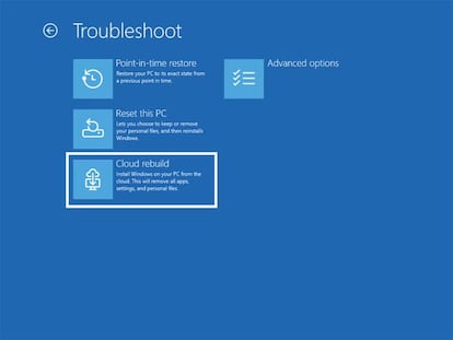 Nueva función Cloud Rebuild para Windows 11