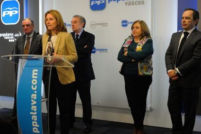 Arantza Quiroga interviene en la presentación de la jornada con senadores del PP.