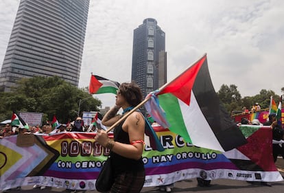 Algunas agrupaciones decidieron organizar una 'contramarcha' para posicionarse en solidaridad con el pueblo palestino bajo la consigna "con genocidio no hay orgullo".