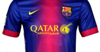 La camiseta del Barça con la publicidad de Qatar Airways.