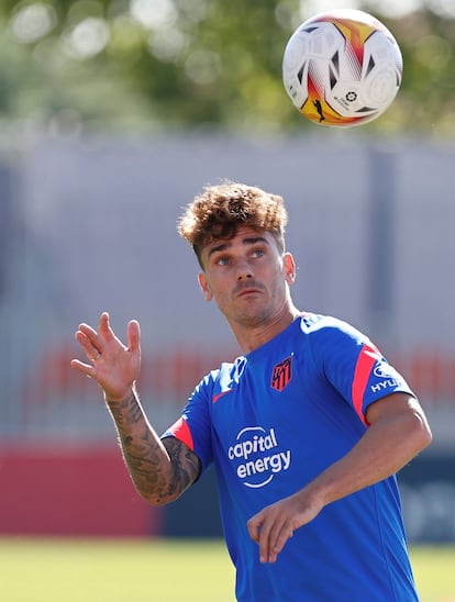 Griezmann, en el entrenamiento de este viernes.