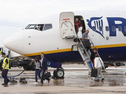 A Ryanair plane at Spain's Castellón airport.