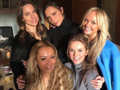 Las Spice Girl al completo: Mel C, Victoria Beckham, Emma Bunton, Geri Halliwell y Mel B.