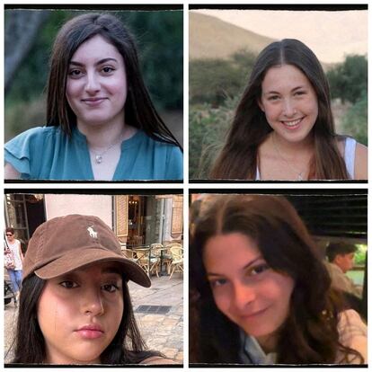 Desde la izquierda y en orden descendente, imágenes de las soldadas Karina Ariev, Naama Levy, Liri Albag y Daniela Gilboa. 