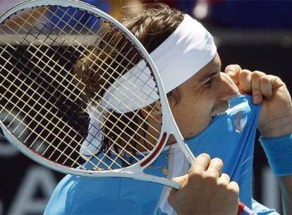 David Ferrer se lamenta durante el partido.