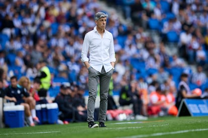 El entrenador de la Real Sociedad, Imanol Alguacil, el pasado 12 de abril en el Reale Arena.