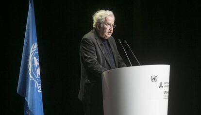 Noam Chomsky, el s&aacute;bado en Barcelona.