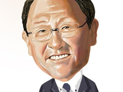 Una caricatura del Ceo de Toyota, Akio Toyoda.