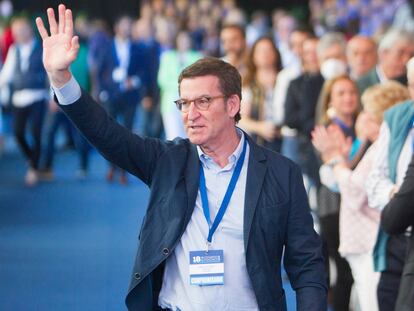 Alberto Núñez Feijóo, el domingo en Pontevedra en el congreso del PP gallego.