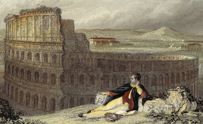 'Lord Byron contemplando el Coliseo de Roma', grabado de James Tibbitts-Arthur Willmore