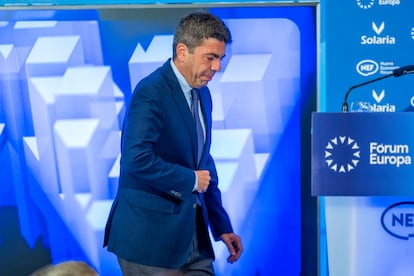 El presidente valenciano, Carlos Mazn, este lunes, en un desayuno informativo en el hotel Ritz de Madrid.