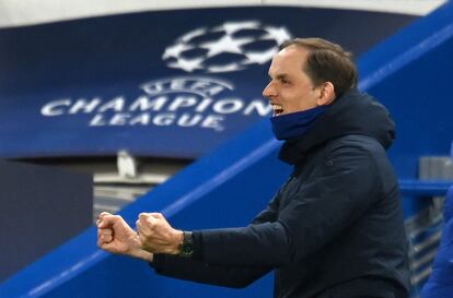 Tuchel celebra el 2-0 ante el Real Madrid.