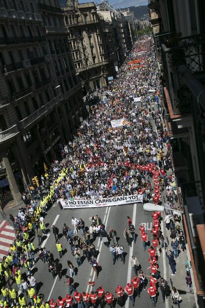 Barcelona, Manifestacion de los sindicatos para el dia del Trabajador.