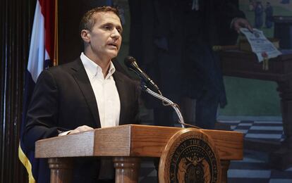 Eric Greitens, este martes al anunciar su dimisión