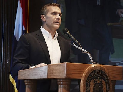 Eric Greitens, este martes al anunciar su dimisión