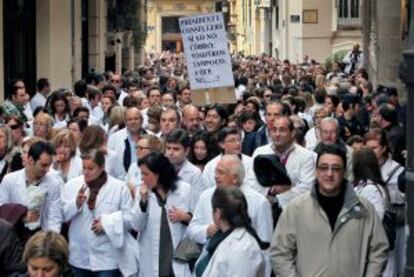 Protesta de farmacéuticos en Valencia.