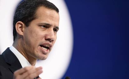 El líder opositor venezolano Juan Guaidó en Davos, Suiza